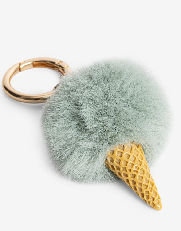 Llavero Cozy Llavero Fuzzy Cono De Helado. - Combinacion Bicolor