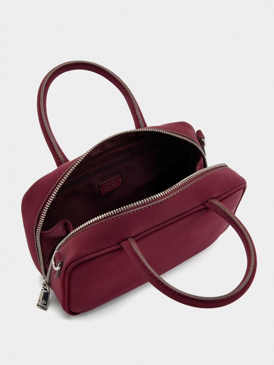 Bolso Bowling De Textura Suave burdeos