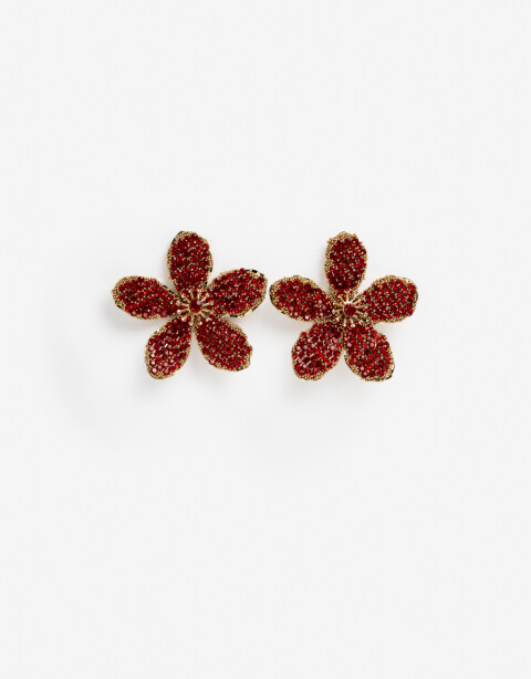 Aros Pasantes Strass Aros Pasantes Flor Strass - Rojo Medio
