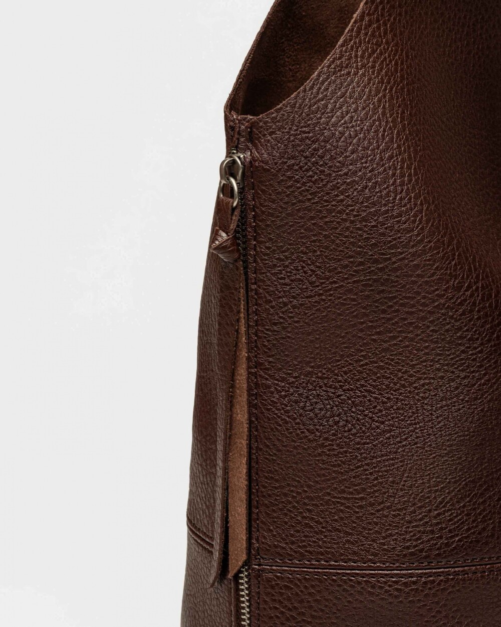 Shopper Amalfi en efecto cuero graneado Chocolate
