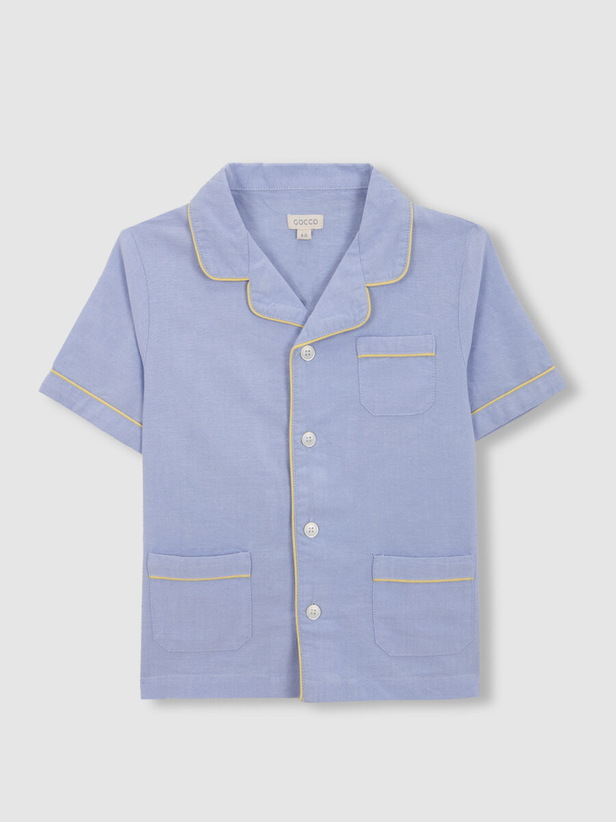 Pijama Azul Con Vivo Amarillos Azul Claro