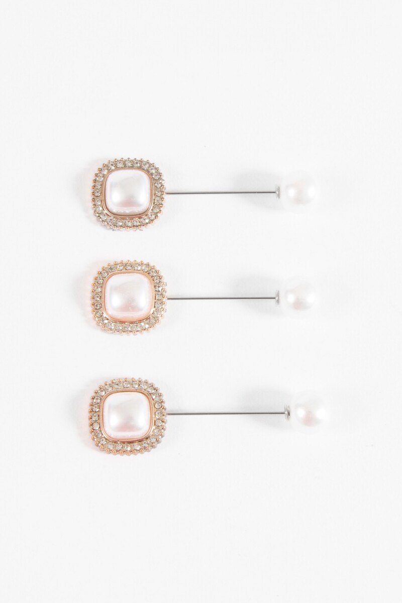 Prendedor perla strass circulo crudo