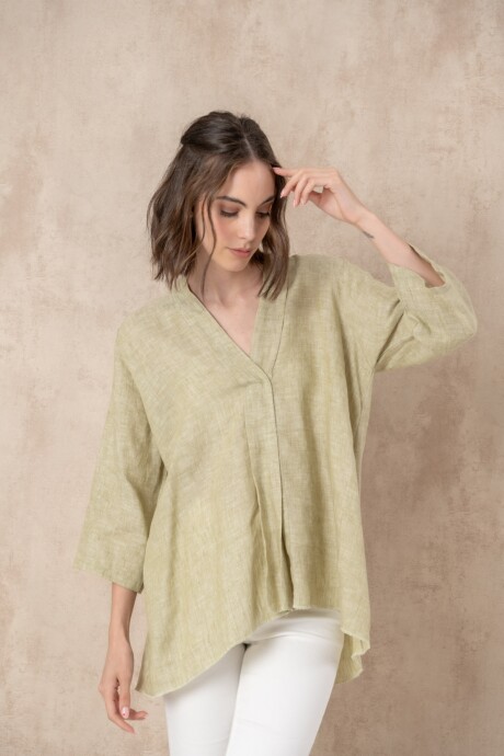 Blusa de lino Verde seco