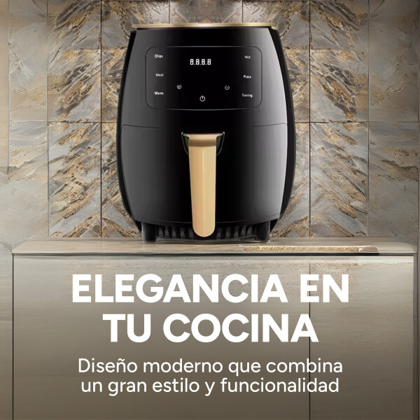 Freidora Sin Aceite Digital Panel Táctil 6 Litros Aire 2400W Variante Color Negro