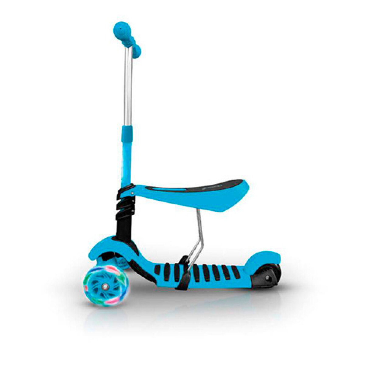 Monopatín Tripatín Infantil con Asiento Plegable Luz Led - CELESTE 