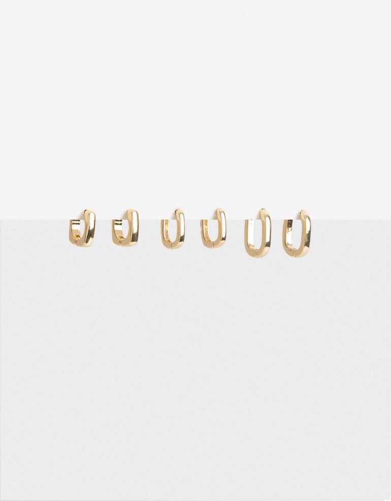 Aros Argollas Set Metal Aros Argolla Metal Bañado En Oro - Dorado