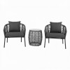 Juego De Jardin Rattan Lumax Exterior 2 Sillones + Mesa Gris