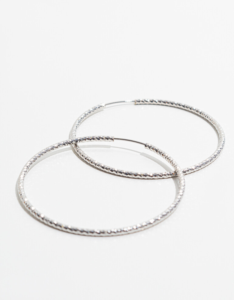 Aros Argollas Metal Aros Argollas Torzadas - Plateado Rodio