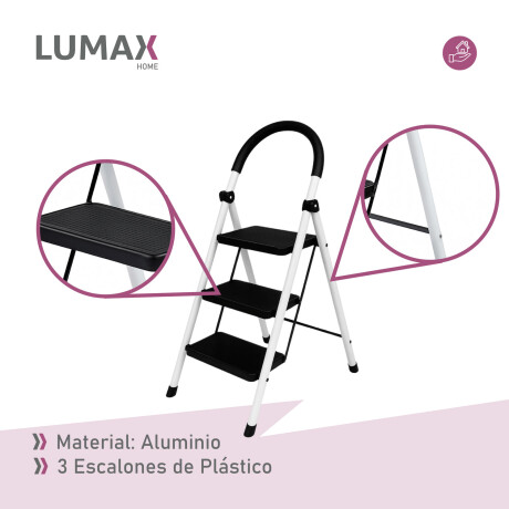 Escalera Tijera 3 Escalones Base Antideslizante Negro/Blanco