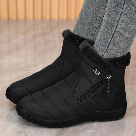 Bota De Abrigo Mujer Corderito Impermeable C/cierre Negro