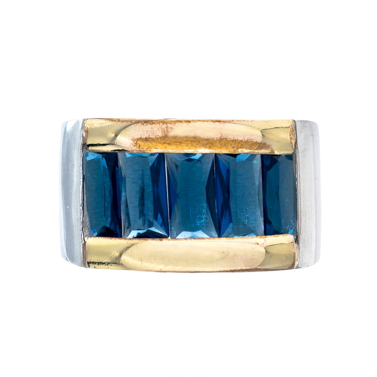 Anillo de plata 925, double en oro 18 ktes y circonias. 