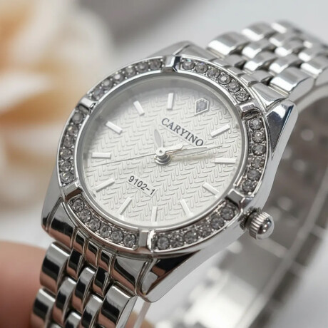 Reloj Pulsera para Mujer Diseño Elegante Clásico con Brillos Plateado