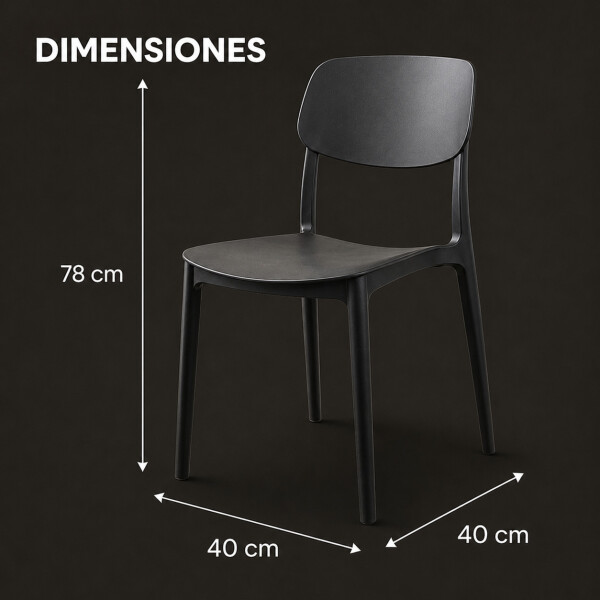 Silla Comedor X4 Combohome Venecia Polipropileno Premium Negro 1