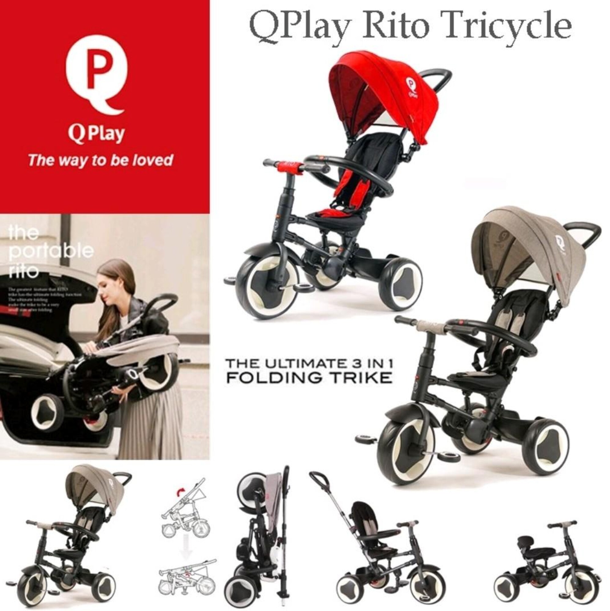 Triciclo plegable rito qplay hot sale