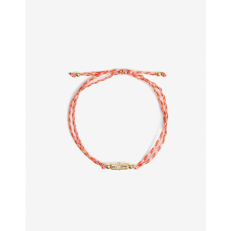 Pulsera Flexible Cordón Y Dije Metal Dorado