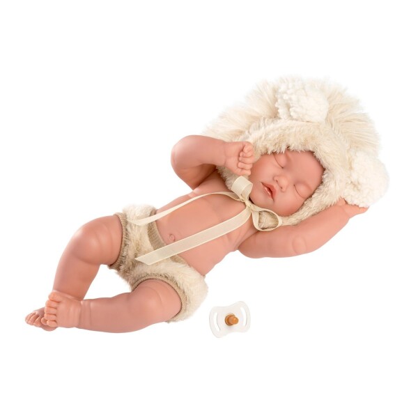 Muñeca Llorens Mini Baby Bebota Ropa Leon 30 Cm Articulada Modelo Leon Blanco