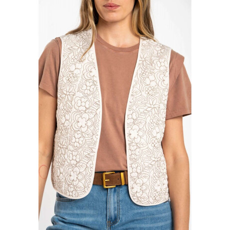 Chaleco Bordados Reversible Gamuza Nácar