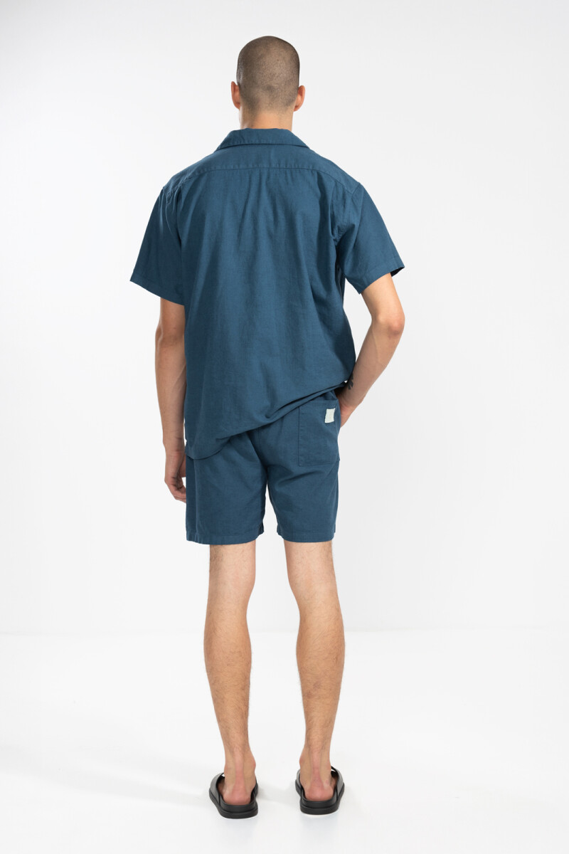 FLORAL CAMP-COLLAR BOXY SHIRT Blue