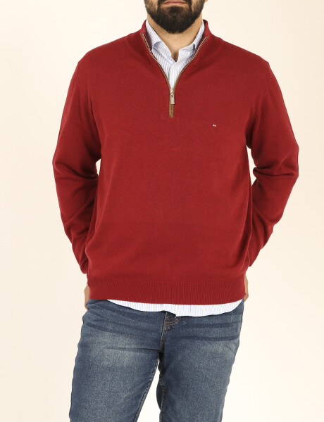 Sweater Medio Cierre Harrington Label Rojo Oscuro