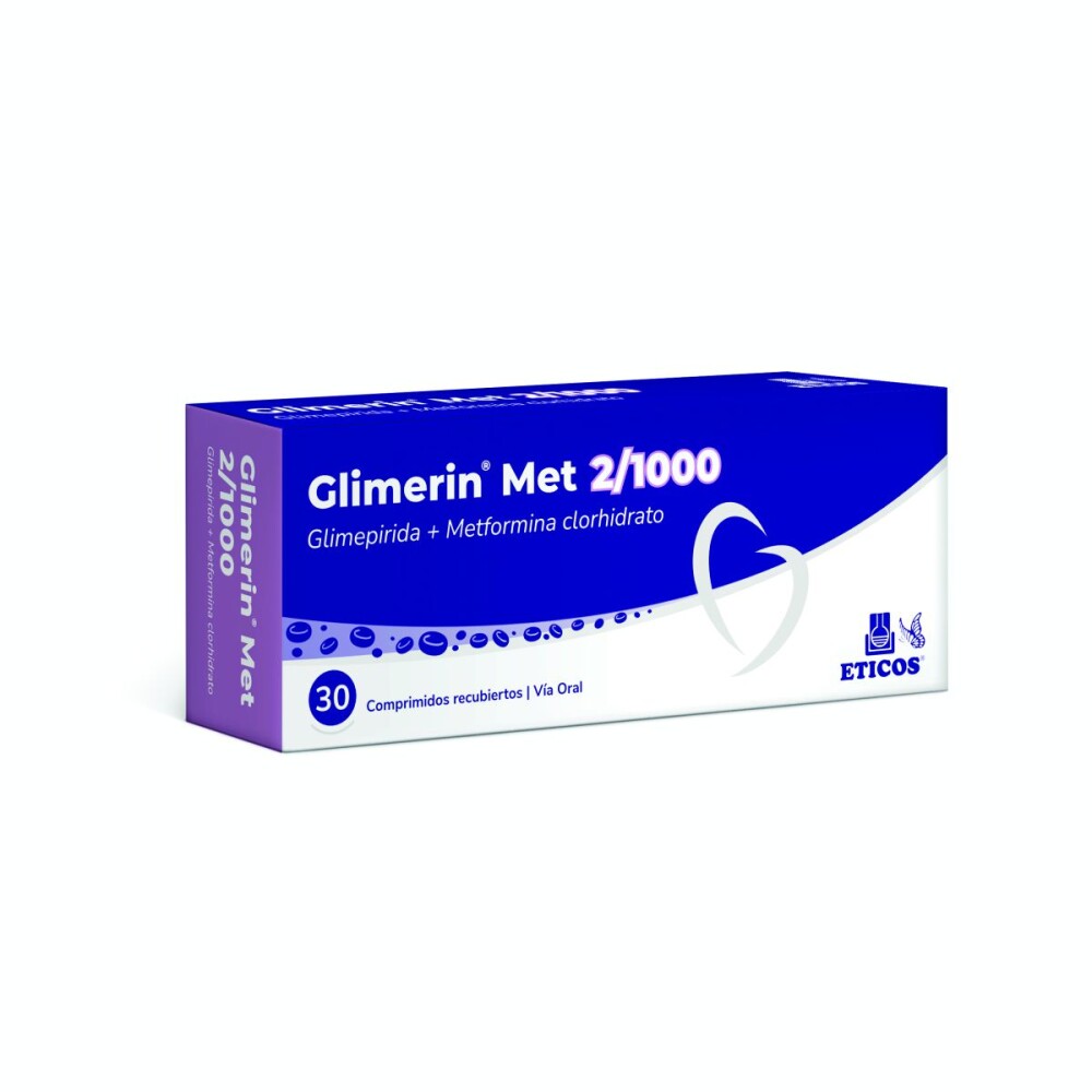GLIMERIN MET 2 MG/1000MG CJX 30 COM.REC única