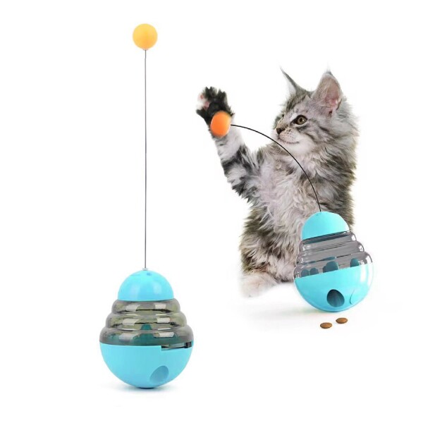 Juguete Gato Dispensador Comida Interactivo Mascota Alimento Color Variante Turquesa