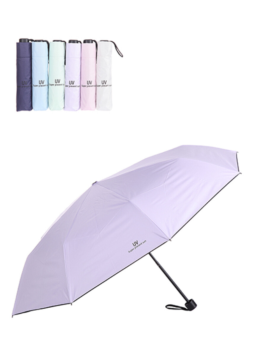 Paraguas corto liso UV protección - Azul 