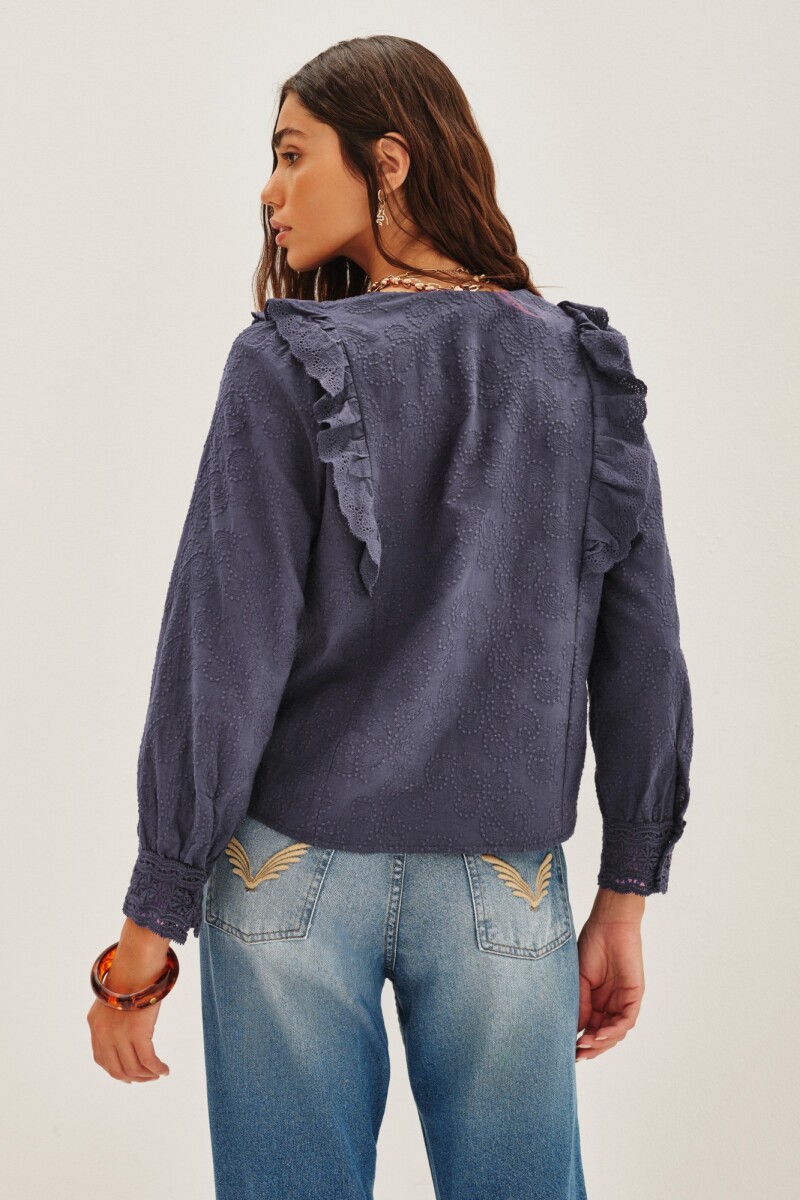 Camisa Sophie Frills Azul Oscuro