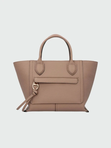 Longchamp -Cartera de cuero con asas y correa desmontable, Mailbox Visón