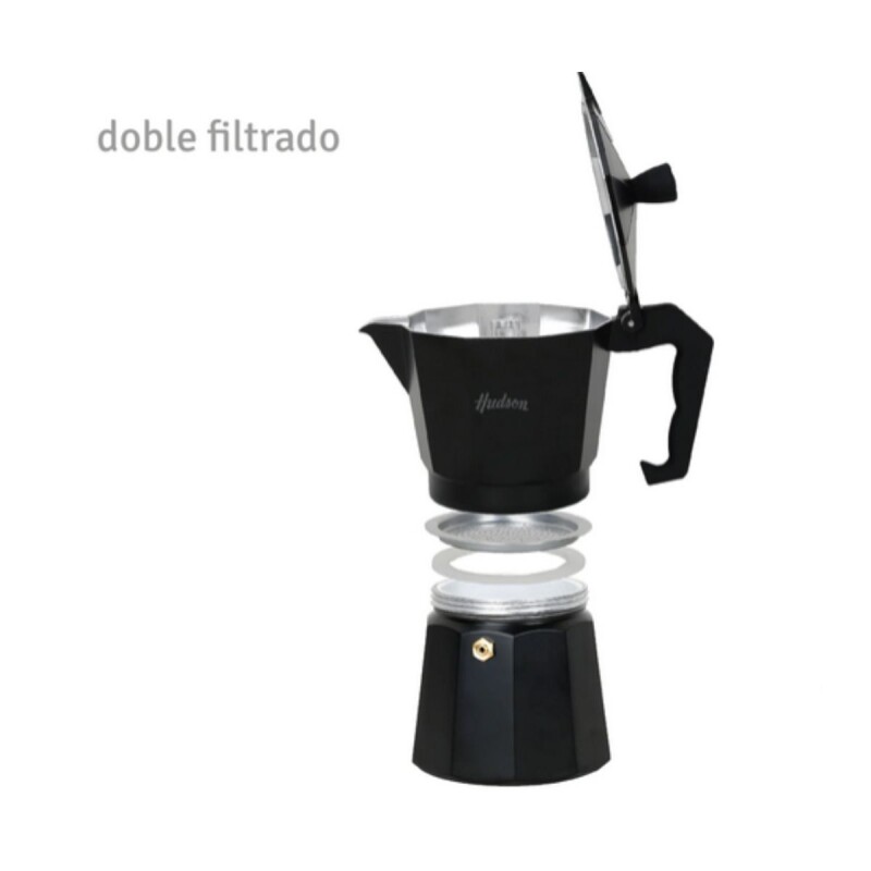 Cafetera italiana de aluminio Negra 6 tzas Hudson Cafetera Italiana De Aluminio Negra 6 Tzas Hudson