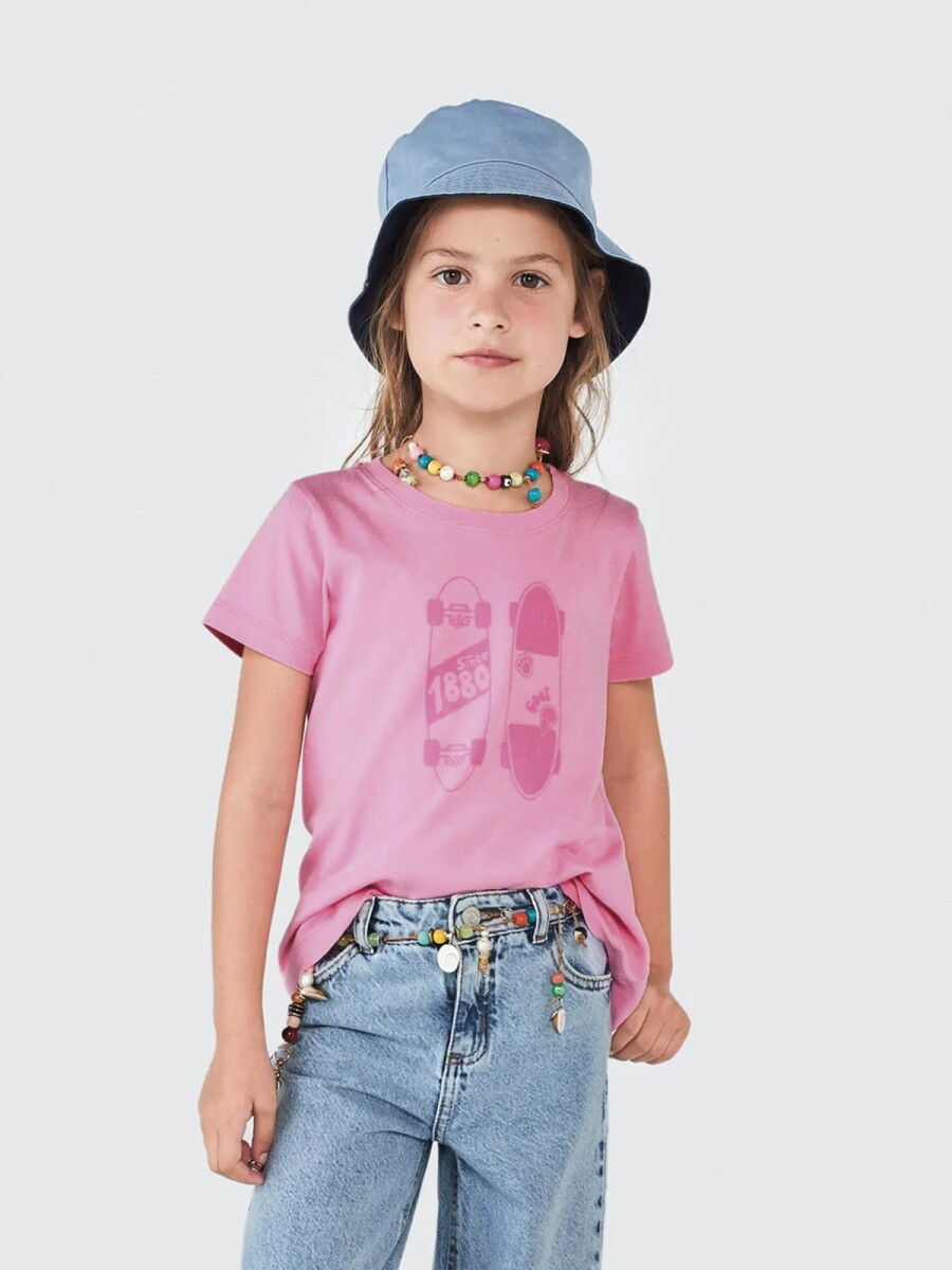 CAMISETA INFANTIL CON ESTAMPA - ROSA 