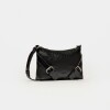 Mini bag Pocket en cuero charol arrugado Negro