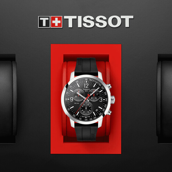 Reloj Tissot PRC 200 Cronógrafo en acero con esfera y correa negra Reloj Tissot PRC 200 Cronógrafo en acero con esfera y correa negra