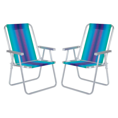 Set X2 Reposeras Sillas Alta Plegables Aluminio Conforto Mor Verde Agua/violeta