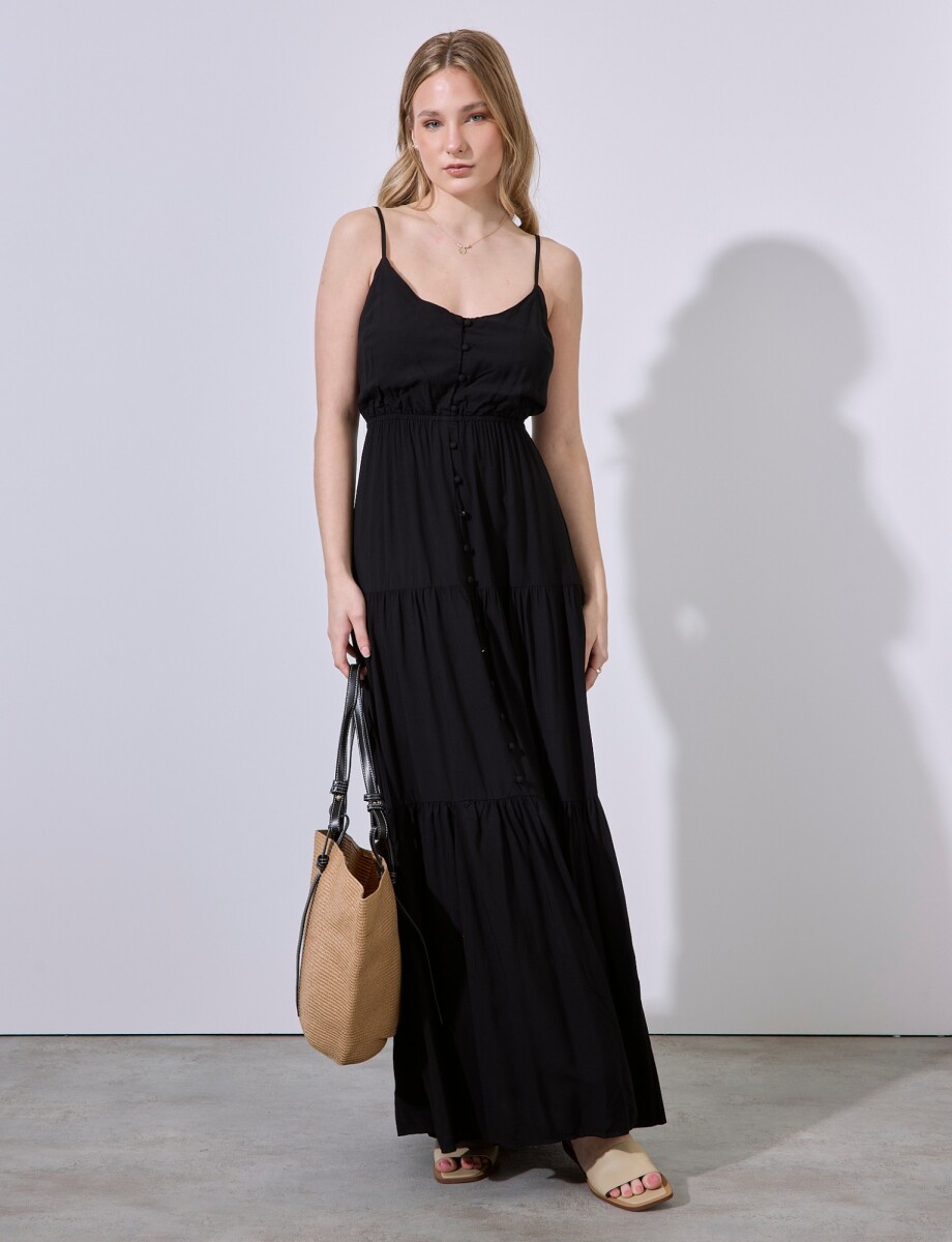 Vestido Maxi Botones - Negro 