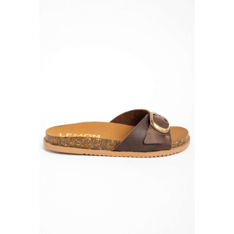 Sandalias De Cuero Hebilla Redonda Chocolate