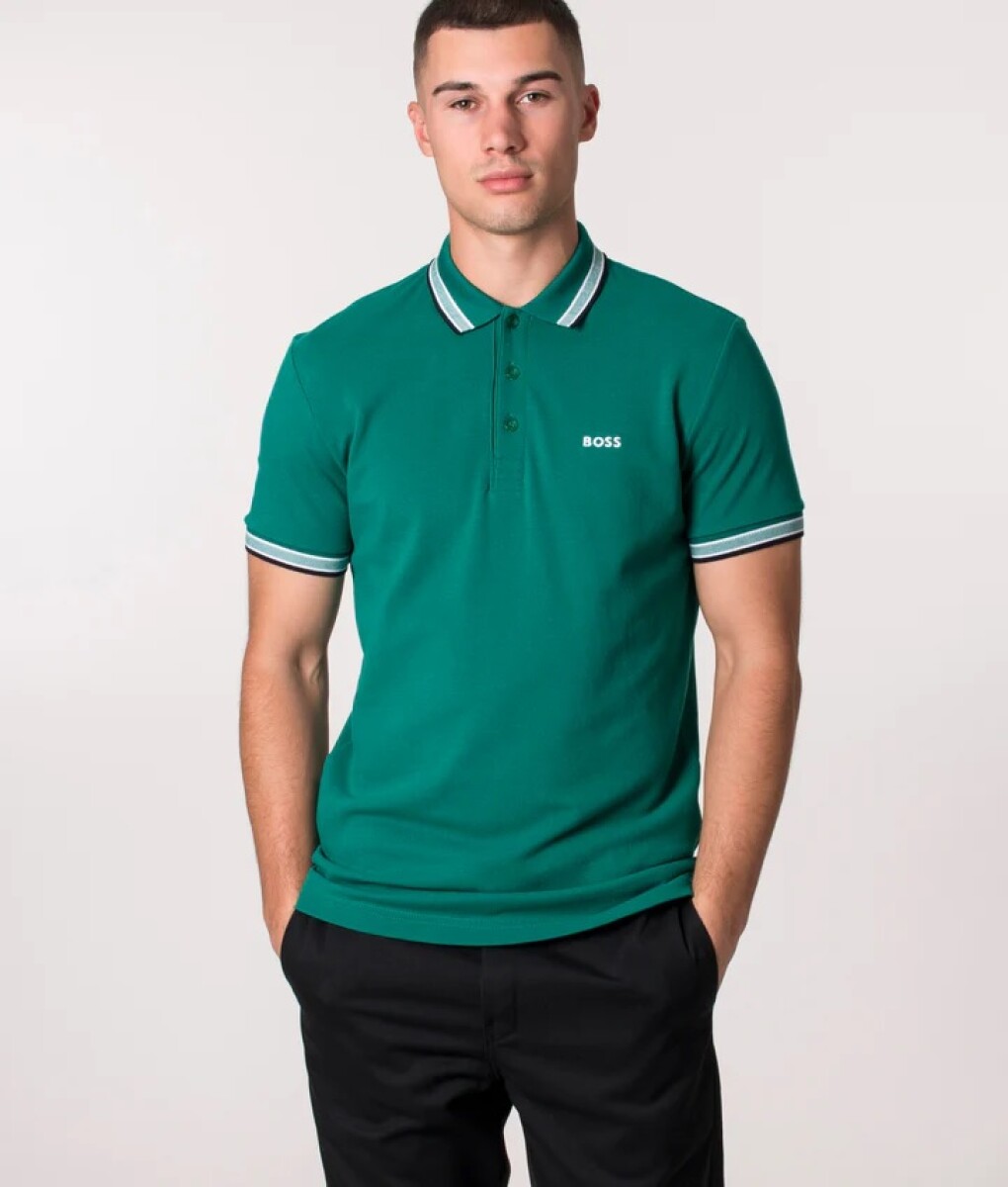BOSS -Remera polo de algodón, regular fit, PADDY - Verde 