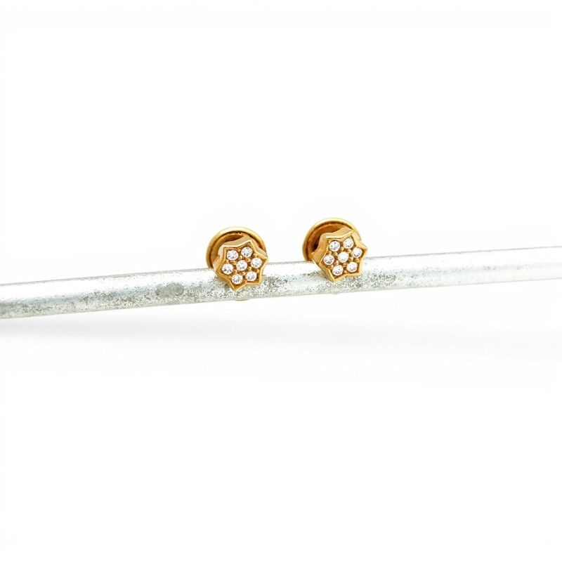 Caravanas Flor Zirconias de oro - Oro bajo -Zirconia - CA8173 conpiedra