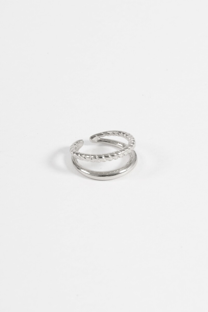 Anillo acero doble plateado