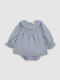 Vestido De Cuadros Con Cuello Volante Azul Viejo