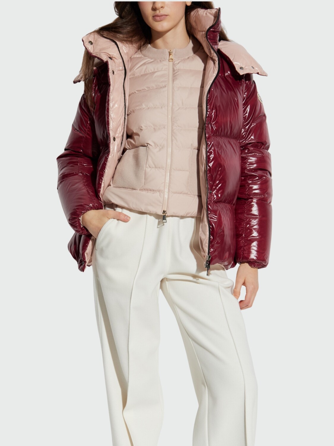 MONCLER - Campera corta de Plumas Parana Azul