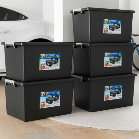 Set x5 Caja organizadora 56 lts NEGRO