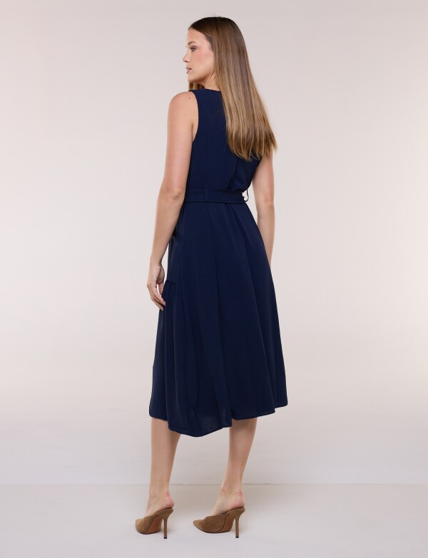 Vestido Midi Con Cinto AZUL