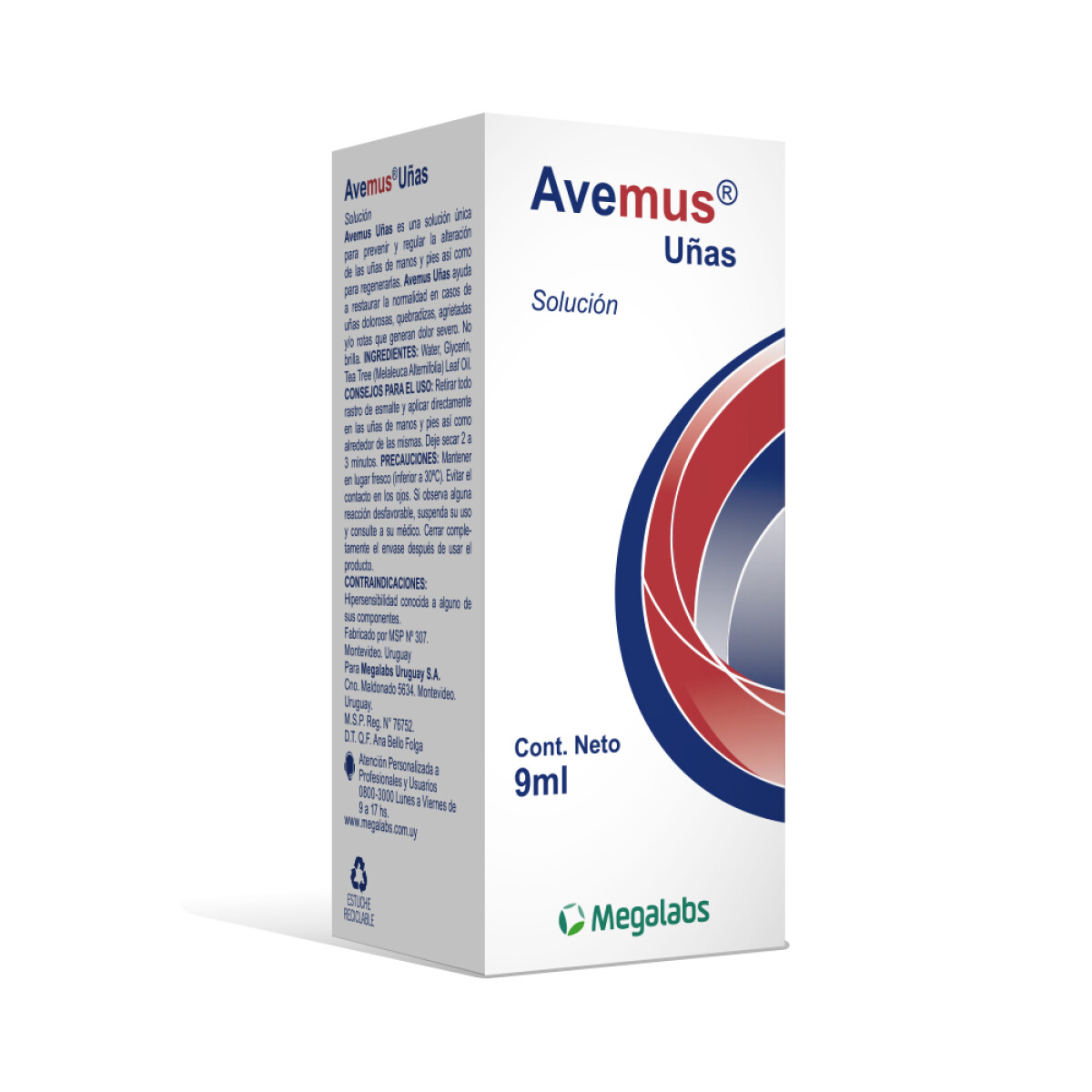 Avemus Uñas Solución 9ml | Fortalecedor y Reparador de Uñas