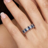 Anillo Marquise en Oro Blanco 18k con Brillantes y Zafiros Azules Anillo Marquise en Oro Blanco 18k con Brillantes y Zafiros Azules