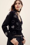 CARDIGAN HOTFIX HEARTS Negro