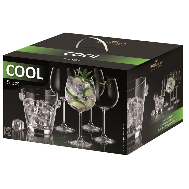 COOL SET 5PCS: HIELERA 14CM + 4xCOPA 620ML GIN TONIC COOL SET 5PCS: HIELERA 14CM + 4xCOPA 620ML GIN TONIC