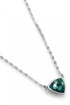 COLGANTE DE ALEACION DE METALES BAÑADO EN PLATA DE LEY DE ESLABONES CON TRIANGULO CON CRISTAL VERDE Colgante