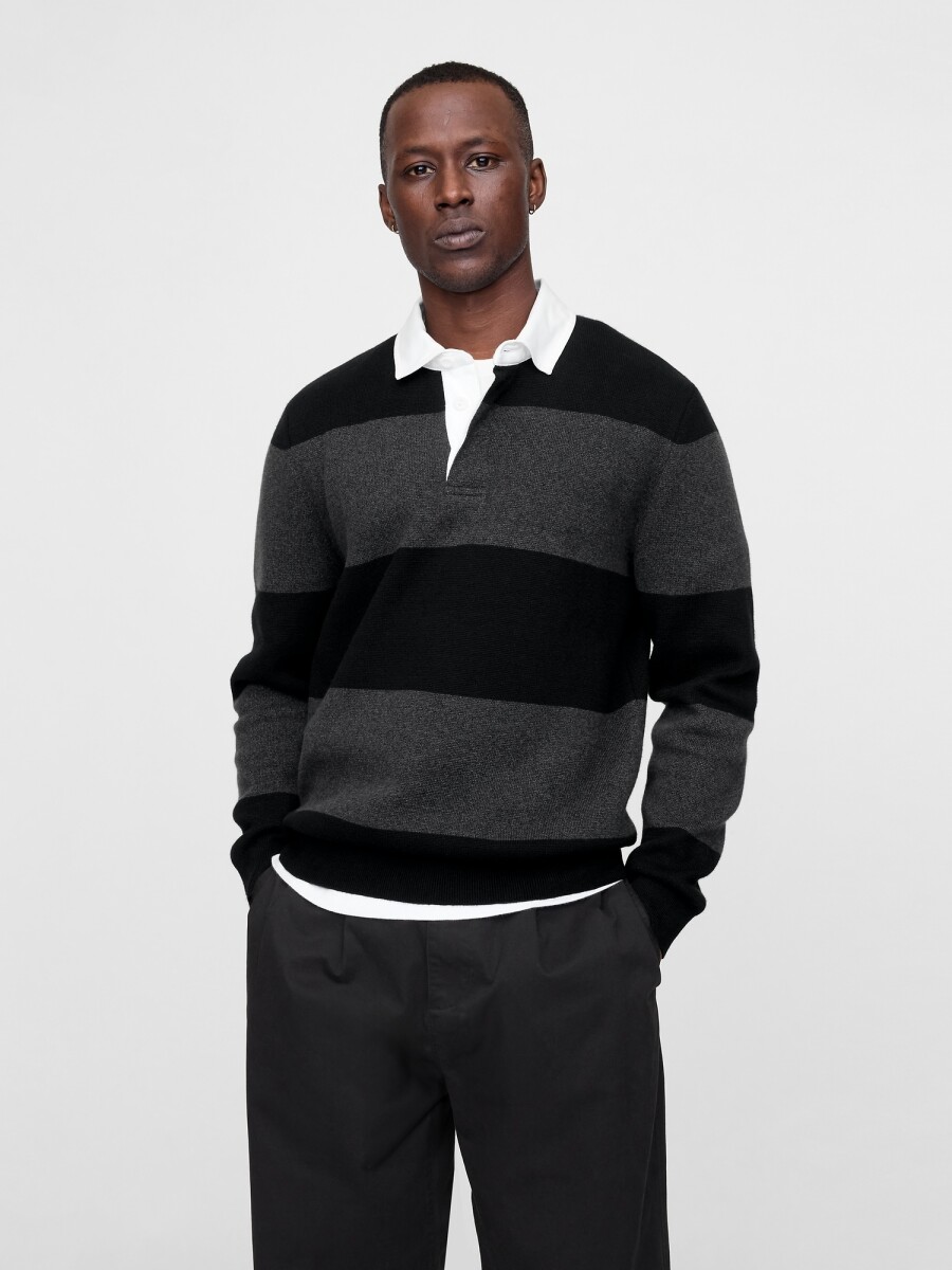 Buzo Tipo Polo A Rayas Hombre - Grey Multi Stripe V2 