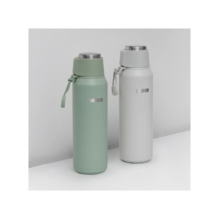 Termo Bremen 600 ml Acero Inoxidable con Pico Cebador 360° y Correa Gris Termo Bremen 600 ml Acero Inoxidable con Pico Cebador 360° y Correa Gris