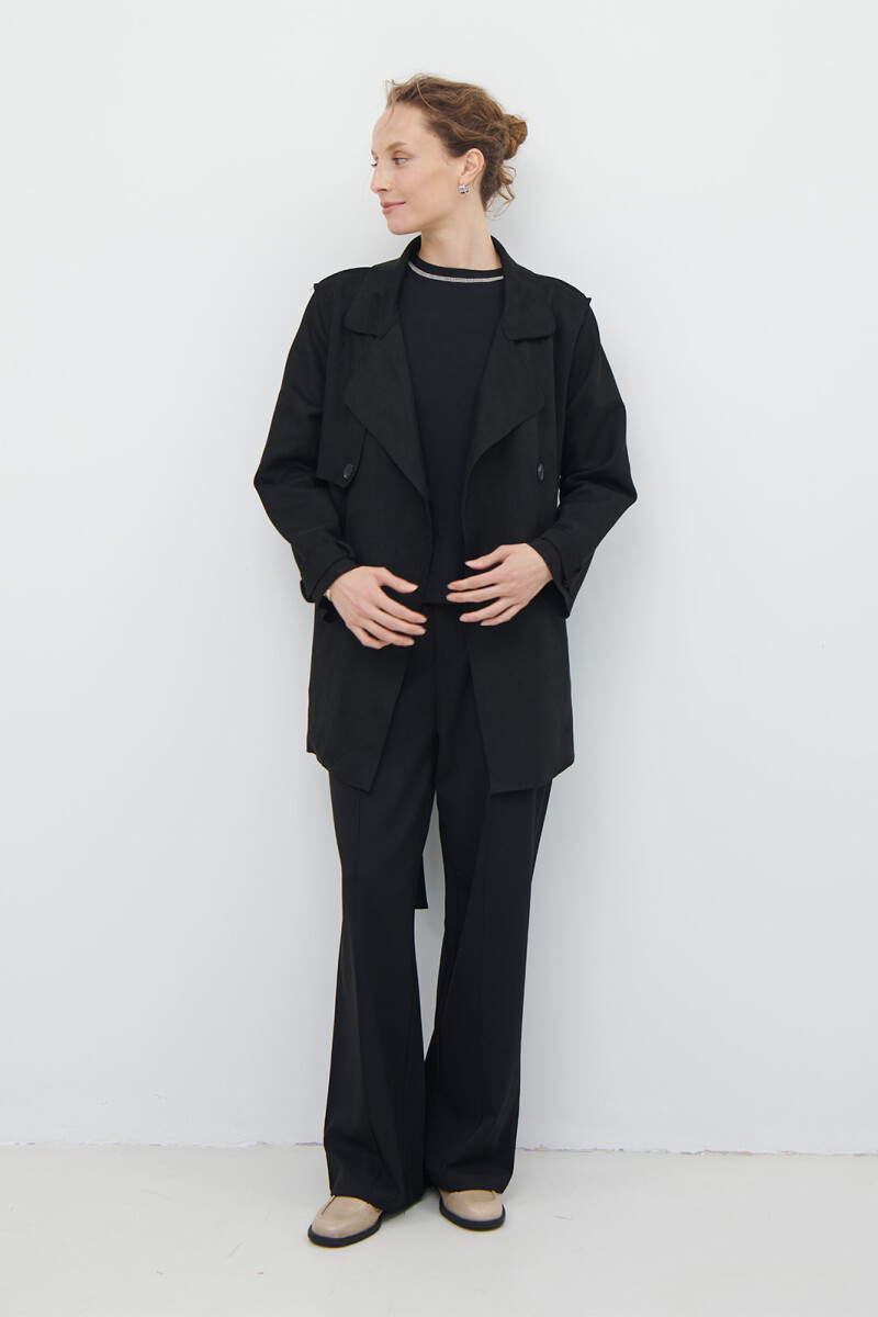 TRENCH SUEDE NEGRO